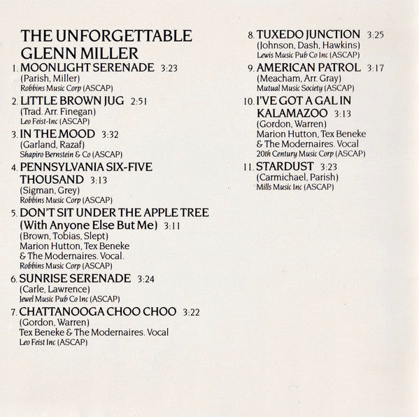 Glenn Miller And His Orchestra : The Unforgettable Glenn Miller (CD, Comp, RE)