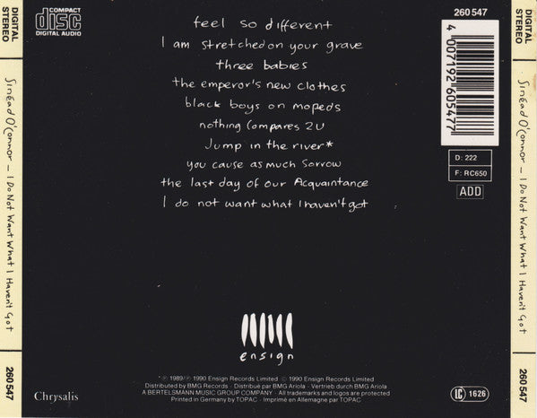 Sinéad O'Connor : I Do Not Want What I Haven't Got (CD, Album)