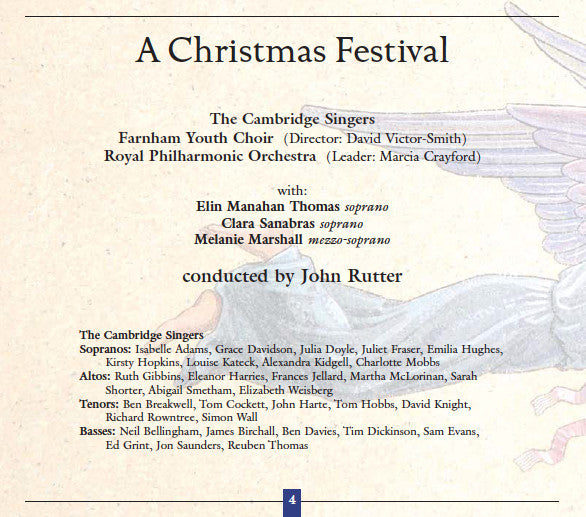 The Cambridge Singers, Farnham Youth Choir, Royal Philharmonic Orchestra Directed By John Rutter : A Christmas Festival (CD)