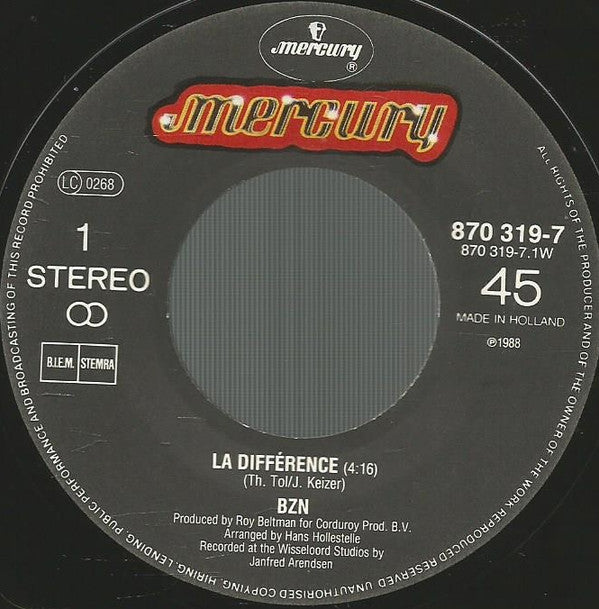 BZN : La Différence (7", Single)