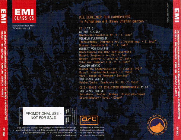 Arthur Nikisch • Wilhelm Furtwängler • Herbert von Karajan • Claudio Abbado • Sir Simon Rattle : Welcome Sir Simon! - Die Berliner Philharmoniker In Aufnahmen Mit Ihren Chefdirigenten (2xCD, Comp, Mono, Ltd, Promo, RM)