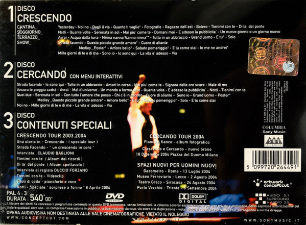 Claudio Baglioni : Crescendo & Cercando Tour 2003.2004 (3xDVD, Comp, S/Edition, PAL, sli)
