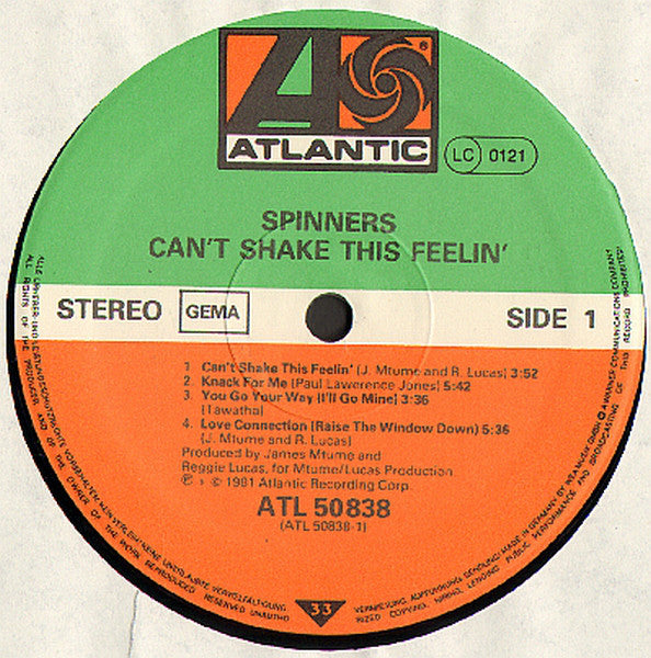 Spinners : Can't Shake This Feelin' (LP, Album)