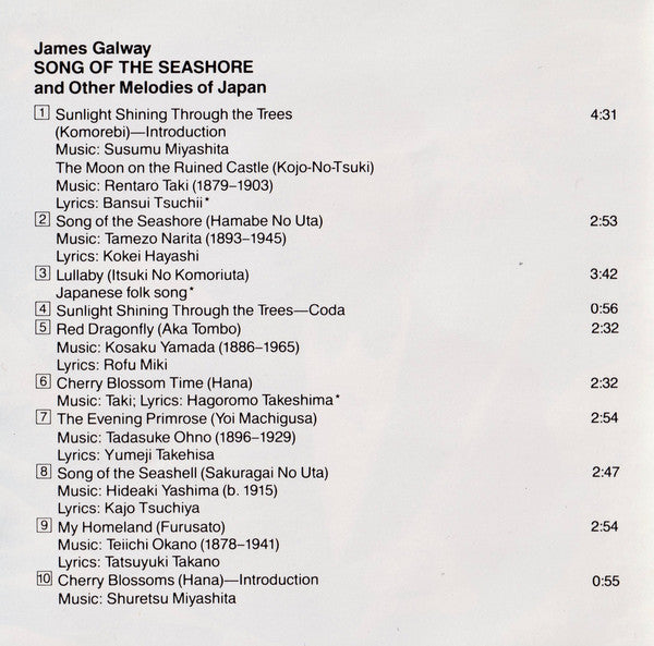 James Galway : "Song Of The Seashore" And Other Melodies Of Japan (CD, Album, RE)
