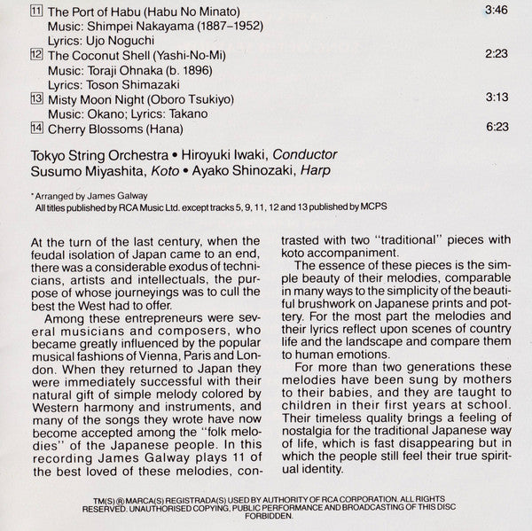 James Galway : "Song Of The Seashore" And Other Melodies Of Japan (CD, Album, RE)