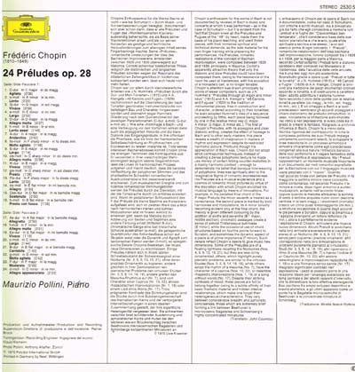 Frédéric Chopin, Maurizio Pollini : 24 Préludes Op. 28 (LP, RE)