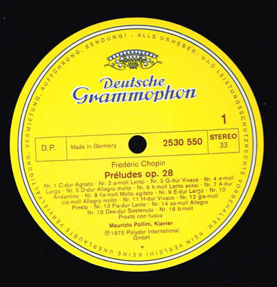 Frédéric Chopin, Maurizio Pollini : 24 Préludes Op. 28 (LP, RE)