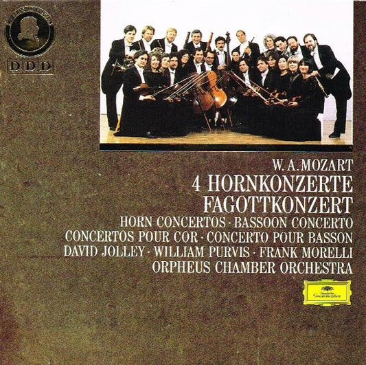 Wolfgang Amadeus Mozart - David Jolley / William Purvis / Frank Morelli / Orpheus Chamber Orchestra : 4 Hornkonzerte / Fagottkonzert (CD, RE)