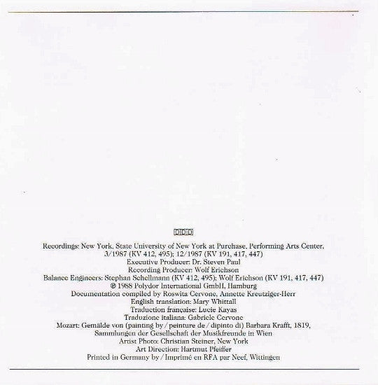 Wolfgang Amadeus Mozart - David Jolley / William Purvis / Frank Morelli / Orpheus Chamber Orchestra : 4 Hornkonzerte / Fagottkonzert (CD, RE)