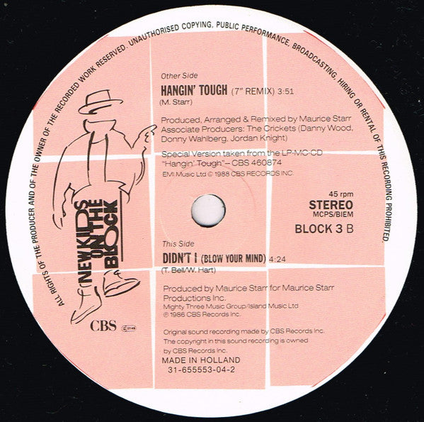 New Kids On The Block : Hangin' Tough (7", Single, RE, S/Edition, Pos)