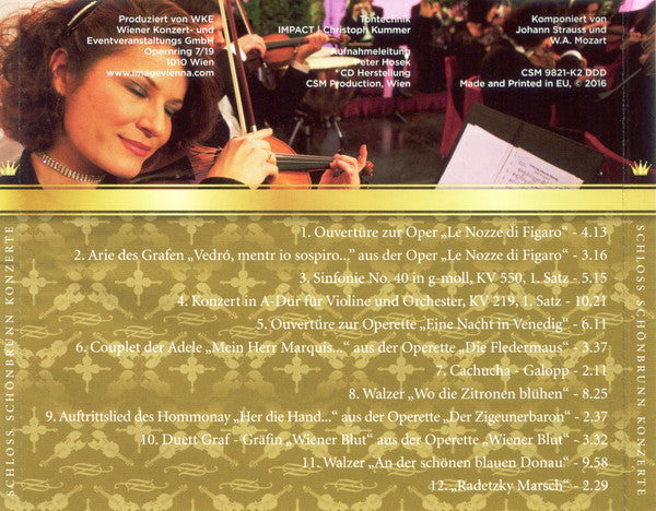Schloss Schönbrunn Orchester : Schloss Schönbrunn Konzerte Orangerie Schönbrunn (CD, Album)