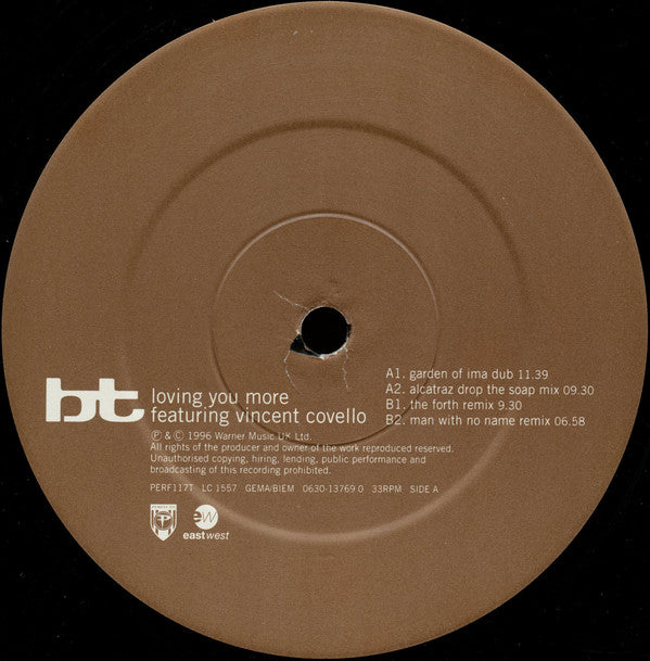 BT Featuring Vincent Covello : Loving You More (12", Single)