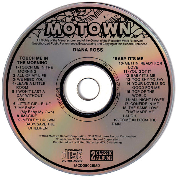 Diana Ross : Touch Me In The Morning / Baby It's Me (CD, Comp, RM)