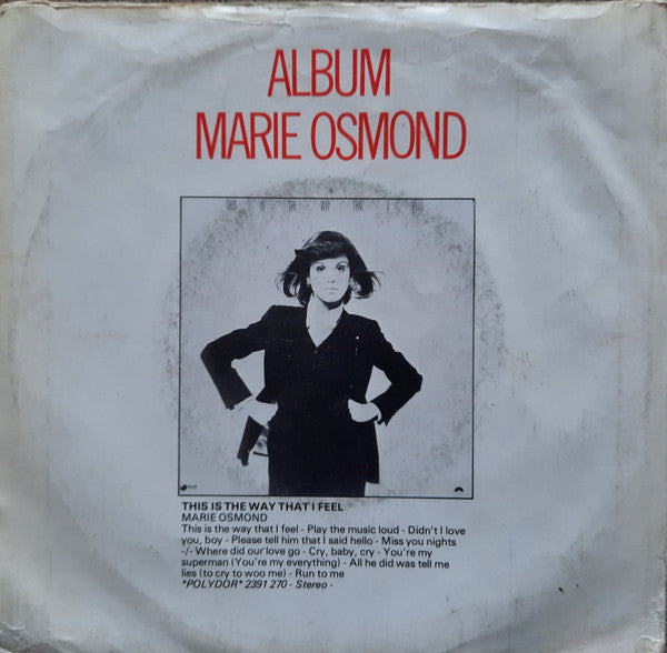 Marie Osmond : This Is The Way That I Feel (7", Single)
