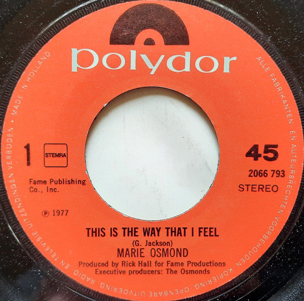 Marie Osmond : This Is The Way That I Feel (7", Single)