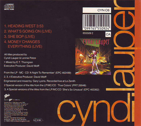 Cyndi Lauper : Heading West (CD, Single)