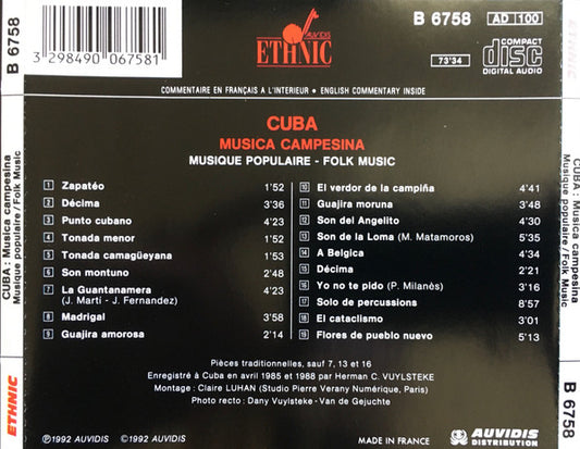 Various : Cuba : Musica Campesina / Musique Populaire / Folk Music (CD)