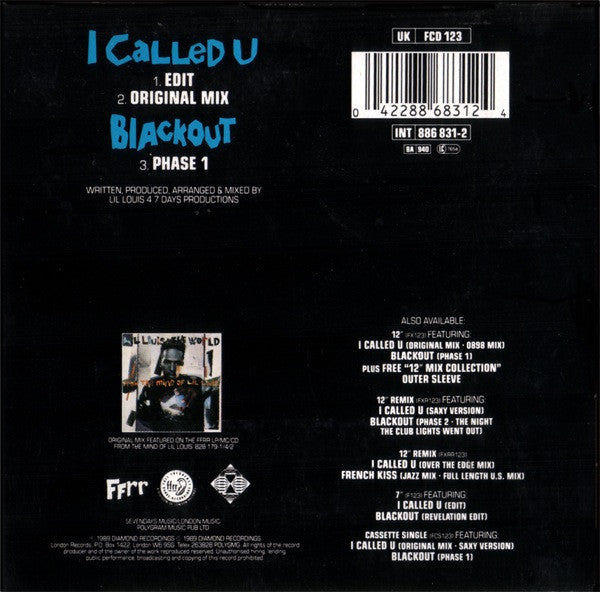 Lil' Louis & The World : I Called U (But You Weren't There) (CD, Single, PDO)