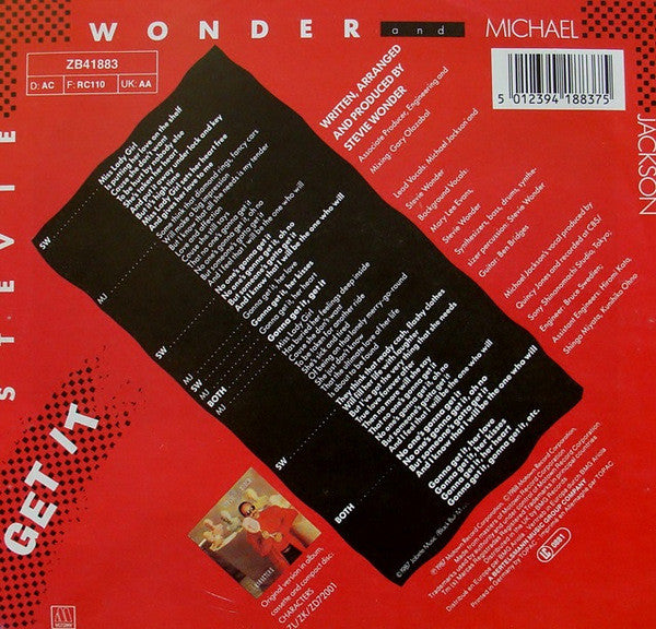Stevie Wonder And Michael Jackson : Get It (7", Single)