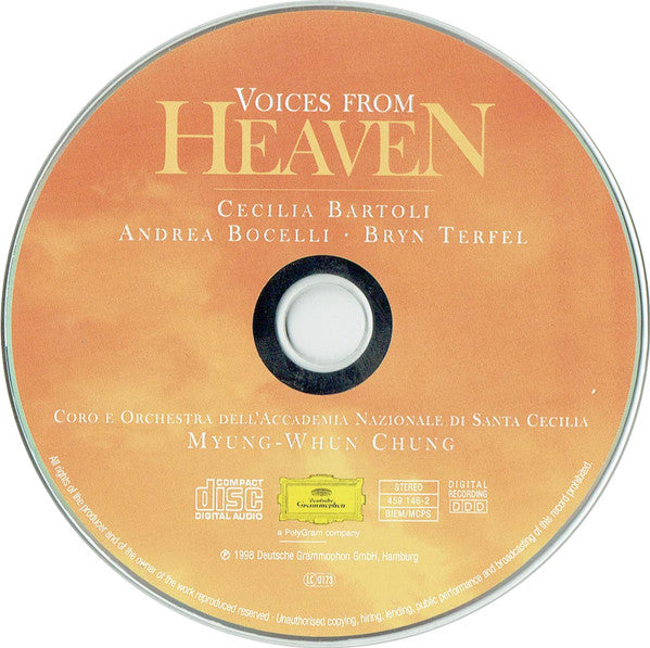 Cecilia Bartoli, Andrea Bocelli, Bryn Terfel, Coro dell'Accademia Nazionale di Santa Cecilia E Orchestra dell'Accademia Nazionale di Santa Cecilia, Myung-Whun Chung : Voices From Heaven (CD, Album)