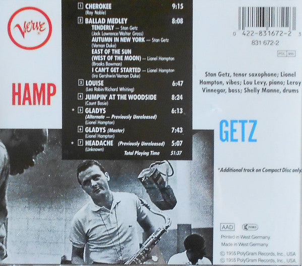 Stan Getz And Lionel Hampton : Hamp And Getz (CD, Album, RE)