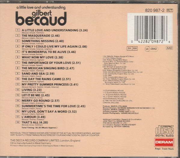 Gilbert Bécaud : A Little Love And Understanding (CD, Album, RE)