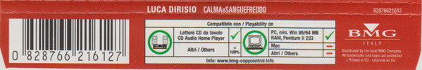 Luca Dirisio : Calma E Sangue Freddo (CD, Single, Copy Prot.)