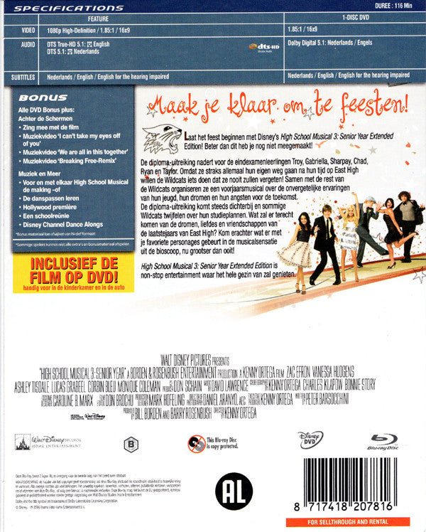 No Artist : High School Musical 3 - Senior Year (Blu-ray, Multichannel + DVD, PAL + Dlx, Ext)