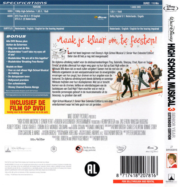 No Artist : High School Musical 3 - Senior Year (Blu-ray, Multichannel + DVD, PAL + Dlx, Ext)