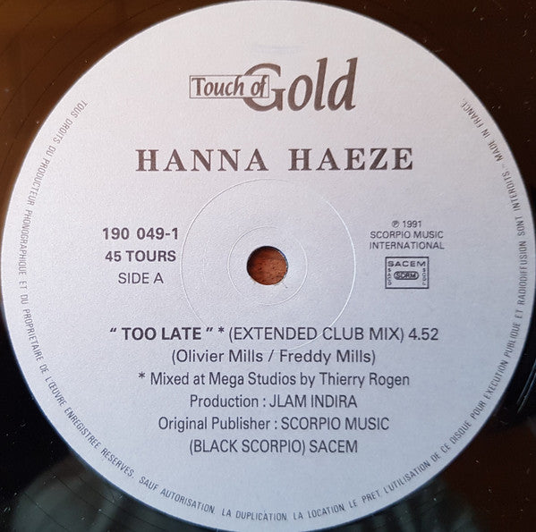 Hanna Haeze* : Too Late (12", Maxi)