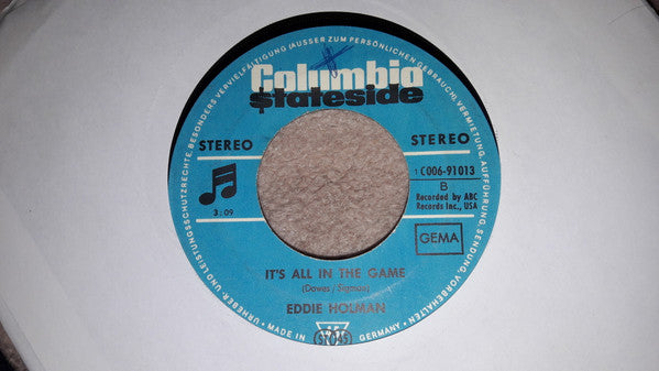 Eddie Holman : Hey There Lonely Girl / It's All In The Game (7", Single)