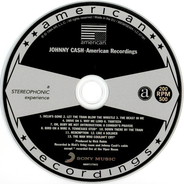 Johnny Cash : American Recordings (CD, Album, RE)