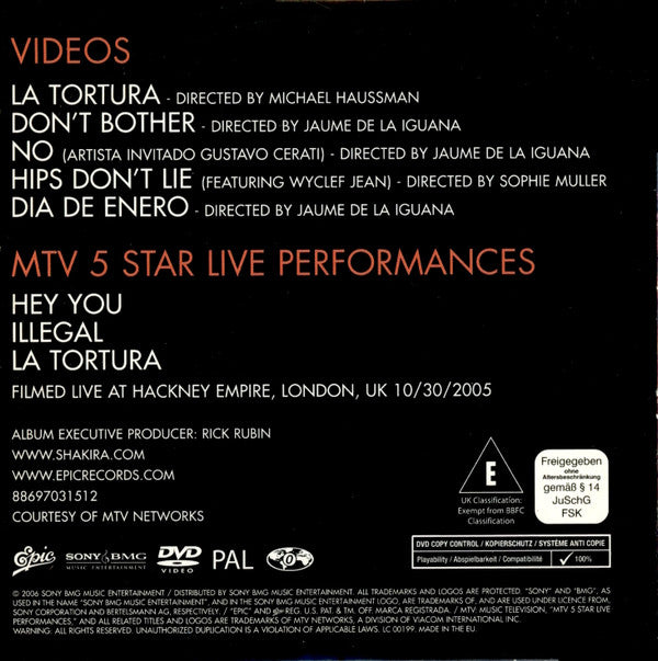 Shakira : Oral Fixation Volumes 1 & 2 (CD, Album + CD, Album + DVD-V, Copy Prot., PAL, Re)