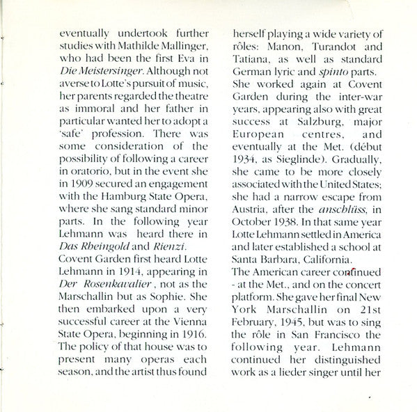 Lotte Lehmann With Jan Kiepura And Richard Tauber : Lotte Lehmann (CD, Mono)