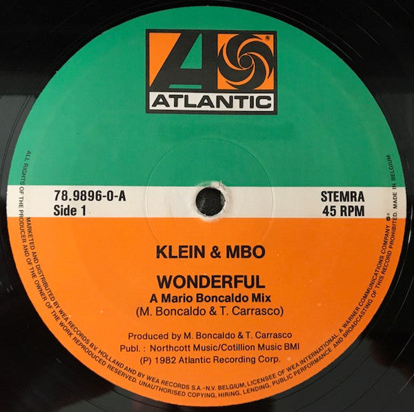 Klein & M.B.O. : Wonderful (12", Maxi)
