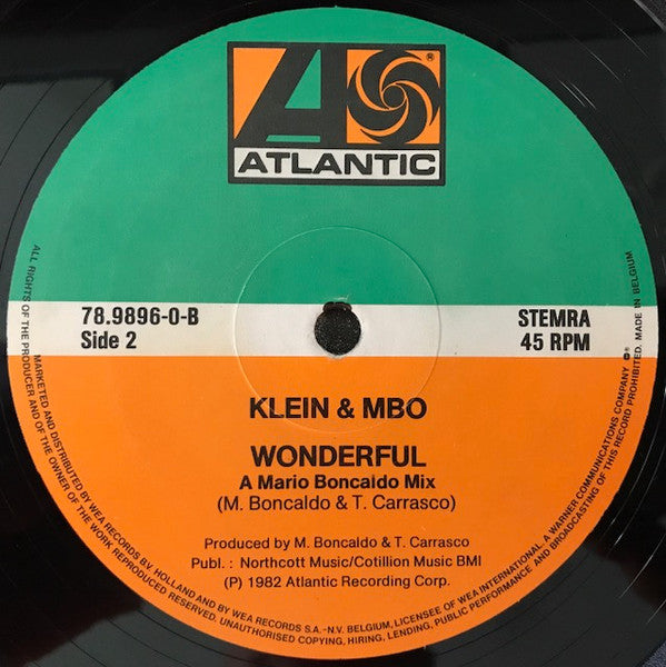 Klein & M.B.O. : Wonderful (12", Maxi)
