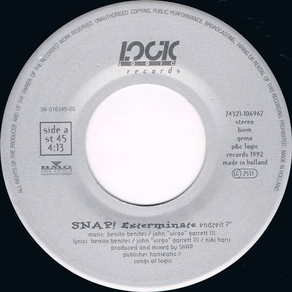 Snap! Featuring Niki Haris : Exterminate! (7", Single)
