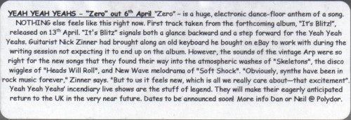 Yeah Yeah Yeahs : Zero (CD, Single, Promo)