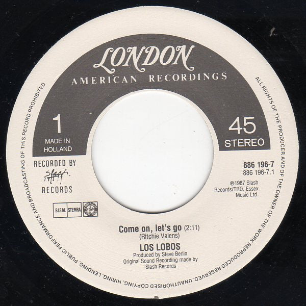 Los Lobos : Come On, Let's Go (7", Single)