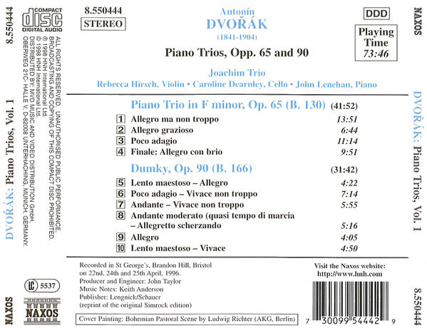 Antonín Dvořák, Joachim Trio : Piano Trios, Vol 1 - Piano Trio In F Minor • Dumky Trio (CD, Album)