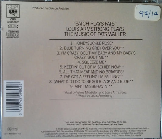 Louis Armstrong And His All-Stars : Satch Plays Fats (CD, Album, RE, RM)