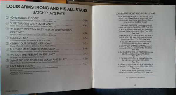 Louis Armstrong And His All-Stars : Satch Plays Fats (CD, Album, RE, RM)