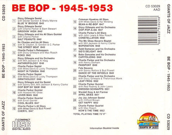 Various : Be Bop - 1945-1953 (CD, Comp)
