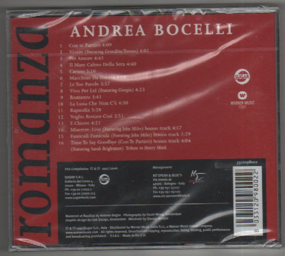 Andrea Bocelli : Romanza  (CD, Album, RE)