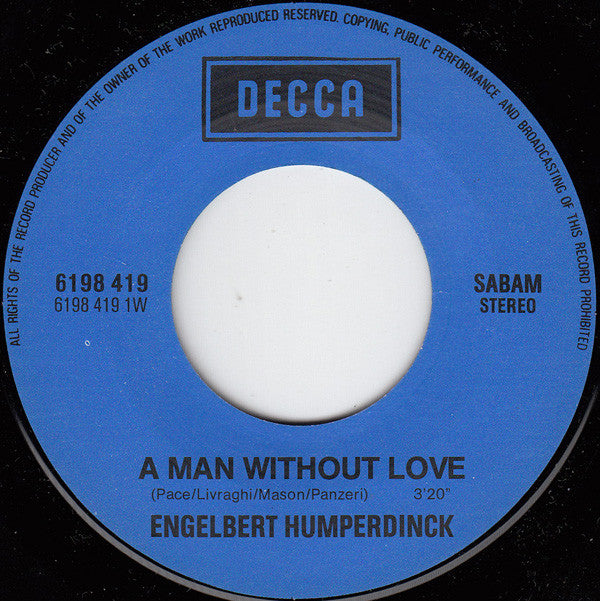 Engelbert Humperdinck : A Man Without Love / Release Me (7", Single, RE)