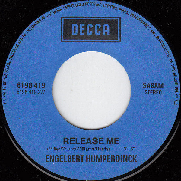 Engelbert Humperdinck : A Man Without Love / Release Me (7", Single, RE)