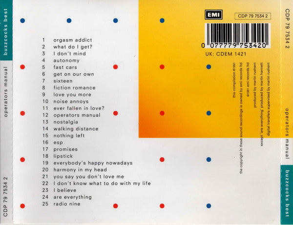Buzzcocks : Operators Manual (Buzzcocks Best) (CD, Comp)
