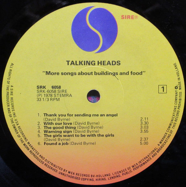 Talking Heads : More Songs About Buildings And Food (LP, Album)