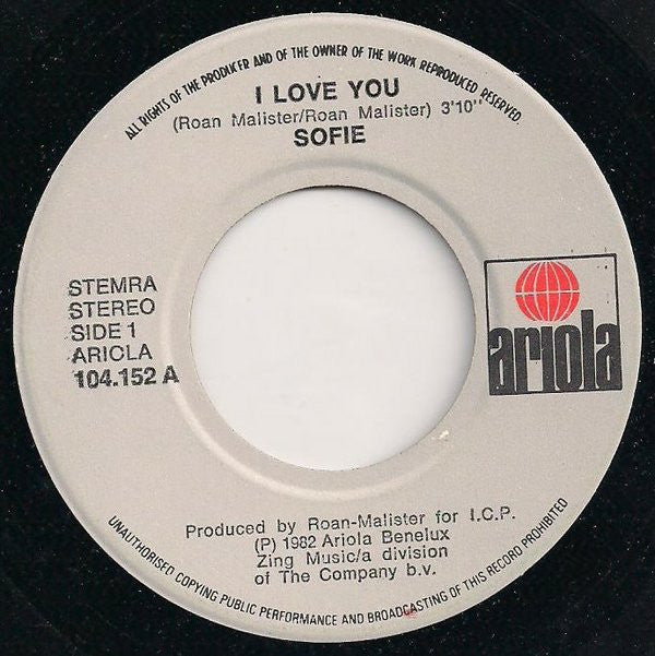 Sofie : I Love You (7", Single)
