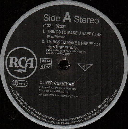 Oliver Cheatham : Things To Make U Happy (12", Single)